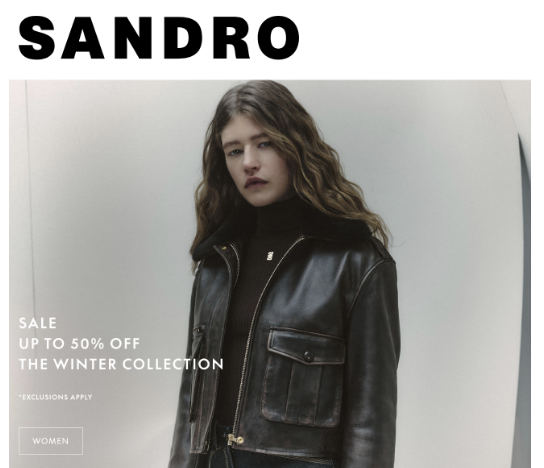 Sandro US官網(wǎng)冬季大促:典雅法式風尚,限時折扣盛宴